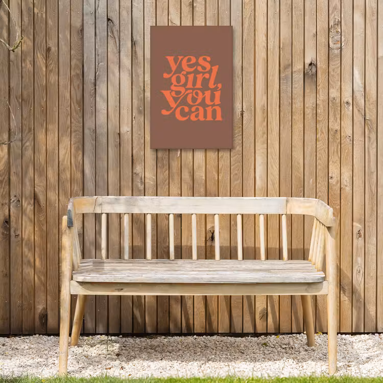 Yes girl you can - Oranje - Bruin Tuinposter op houten frame 2 cm dik klein -sfeer4