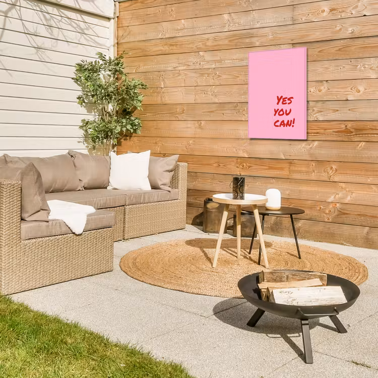 Yes you can do it - Rood - Roze Tuinposter op houten frame 2 cm dik klein -sfeer2