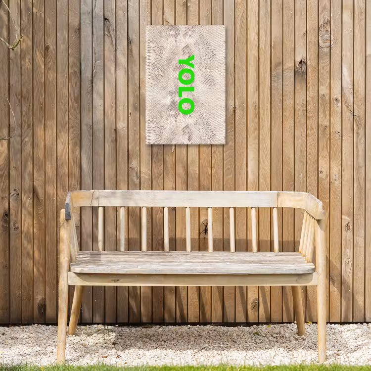 YOLO - Groen - Neon - Slangenprnt Tuinposter op houten frame 2 cm dik klein -sfeer4