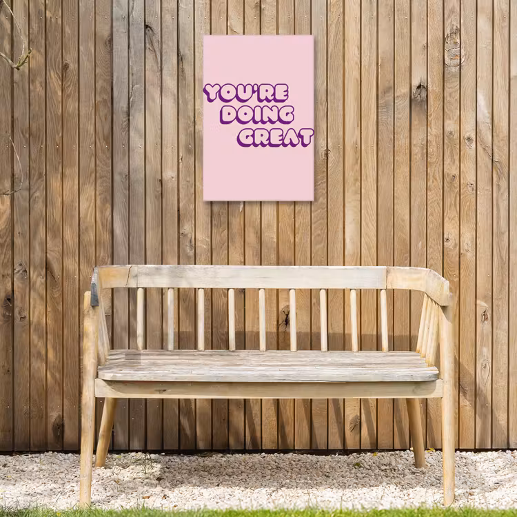 You're doing great - Roze - Bubble letters Tuinposter op houten frame 2 cm dik klein -sfeer4
