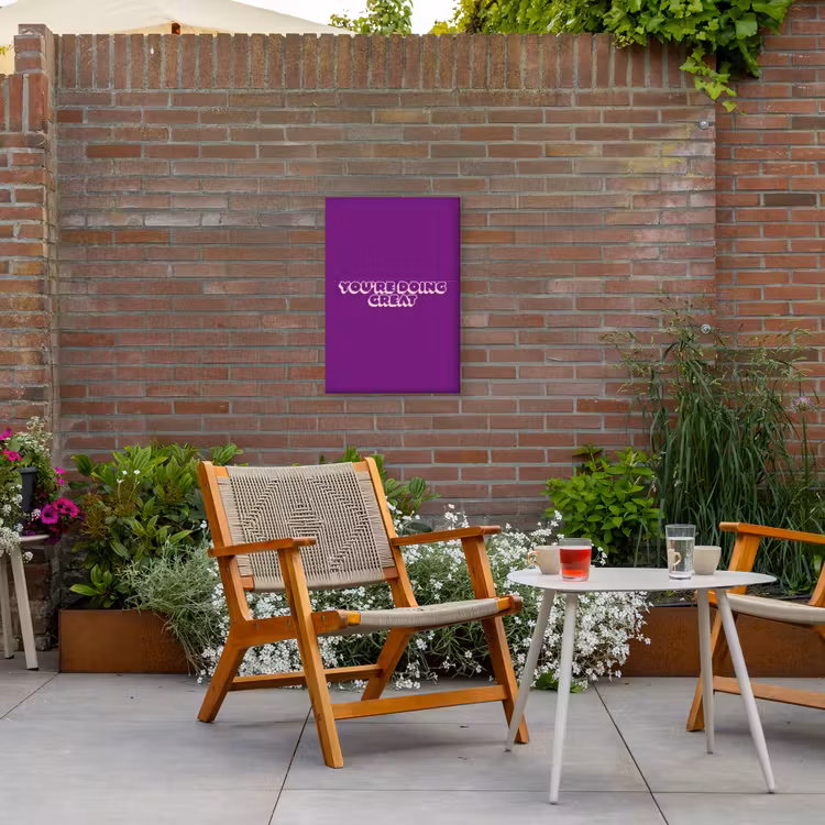You're doing great - Paars - Bubble letters Tuinposter op houten frame 2 cm dik klein -sfeer3