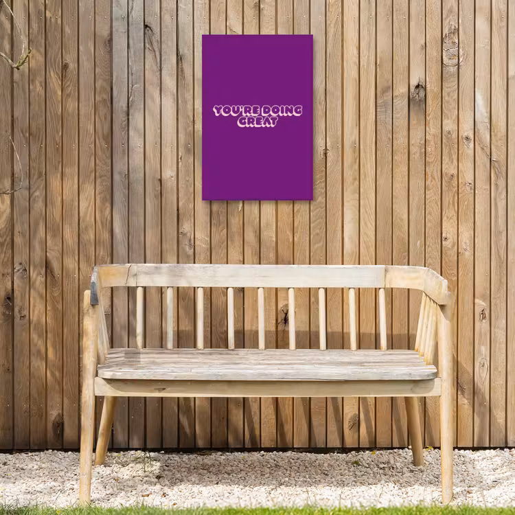 You're doing great - Paars - Bubble letters Tuinposter op houten frame 2 cm dik klein -sfeer4