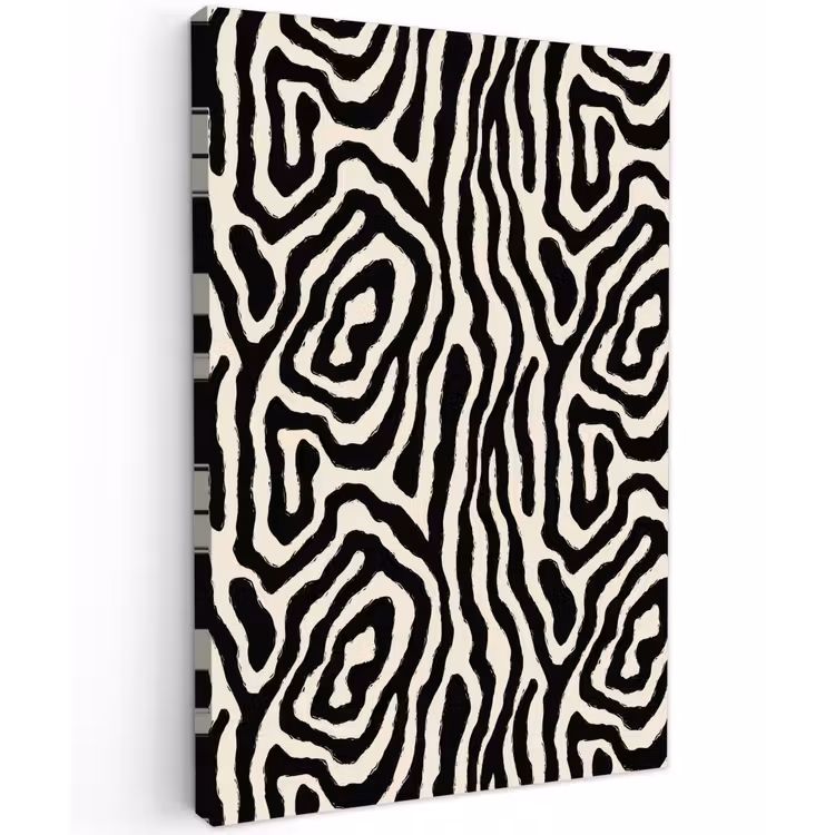 Zebra - Zwart - Abstract Tuinposter op houten frame 2 cm dik klein 841 -3d