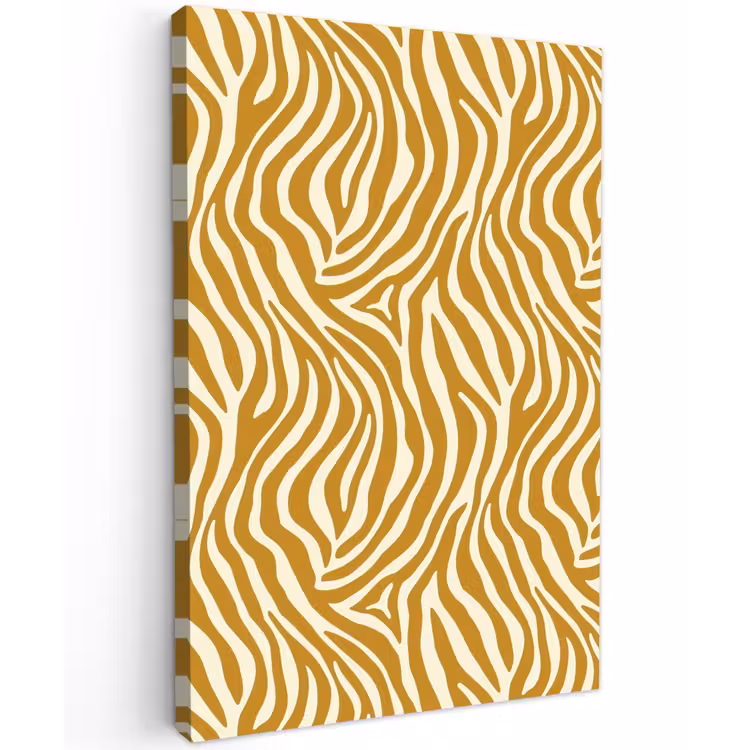 Zebra - Klassiek - Oker - Geel Tuinposter op houten frame 2 cm dik klein 841 -3d