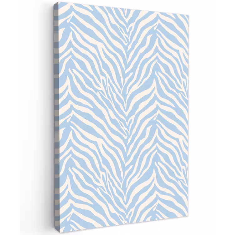 Zebra - Motief - Blauw - Wit Tuinposter op houten frame 2 cm dik klein 841 -3d