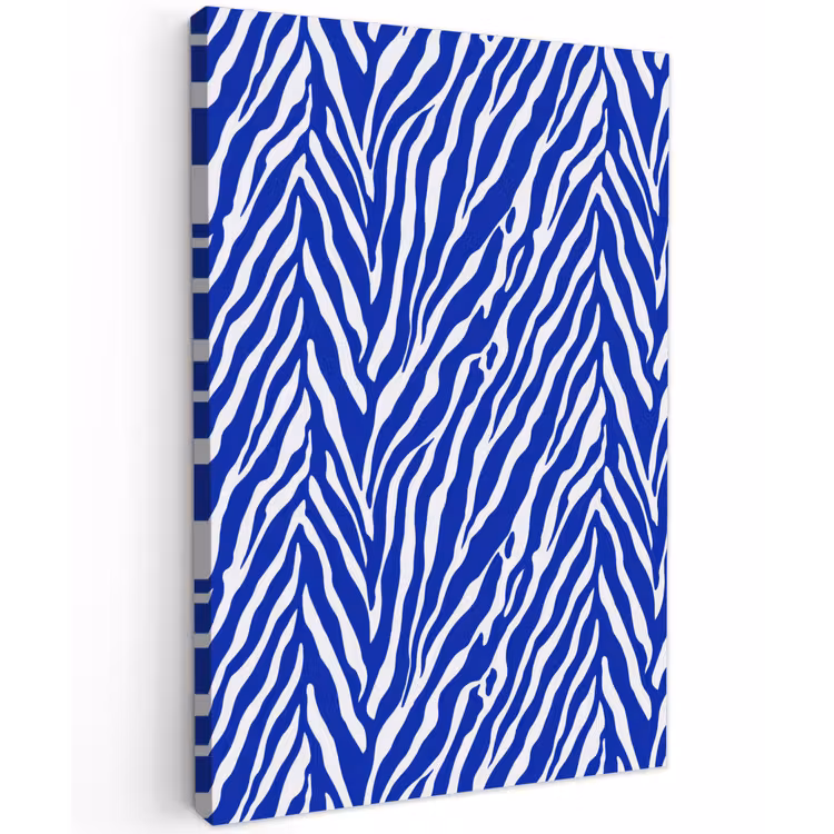 Zebra - Patroon - Kobalt - Blauw Tuinposter op houten frame 2 cm dik klein 841 -3d