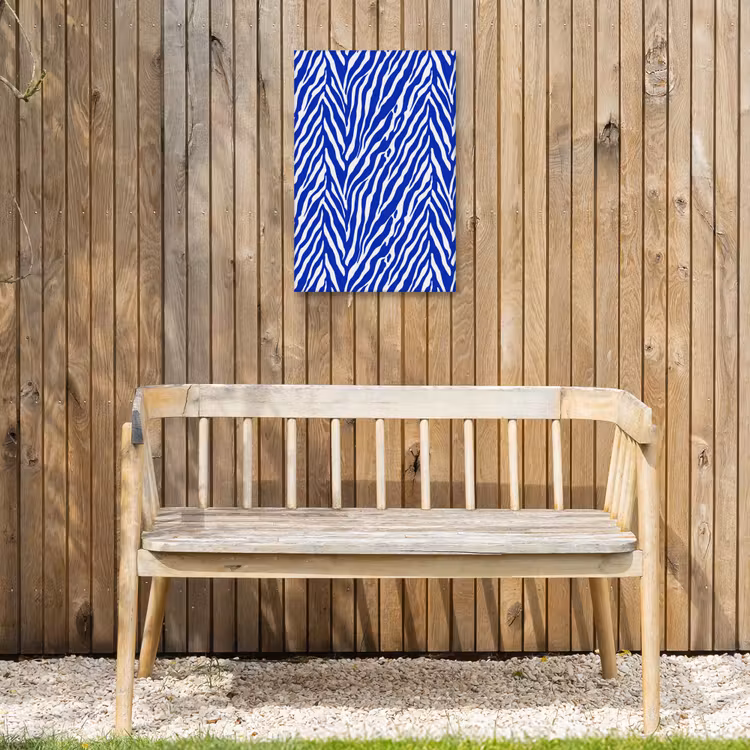 Zebra - Patroon - Kobalt - Blauw Tuinposter op houten frame 2 cm dik klein 841 -sfeer4