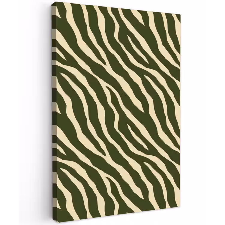 Zebra - Patroon - Groen Tuinposter op houten frame 2 cm dik klein 841 -3d