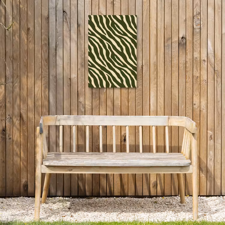 Zebra - Patroon - Groen Tuinposter op houten frame 2 cm dik klein 841 -sfeer4