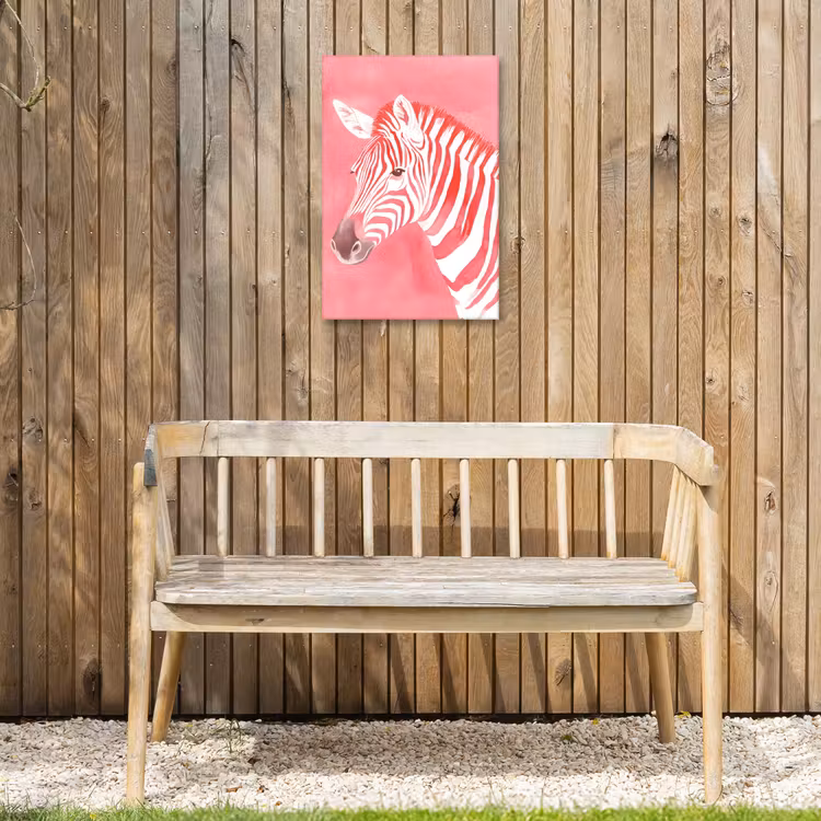Zebra - Pink - Verf Tuinposter op houten frame 2 cm dik klein -sfeer4