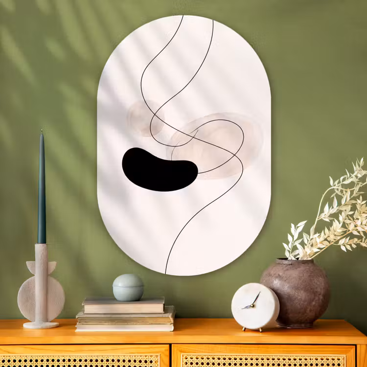 Oval - Glass - Abstract - Forms - Art - Abstract - Vormen - Kunst Wandcirkel Ovaal Glas middel