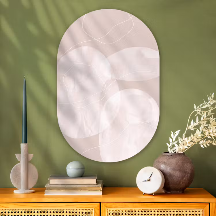 Oval - Glass - Art - Lines - Modern - Kunst - Lijnen - Modern Wandcirkel Ovaal Glas middel