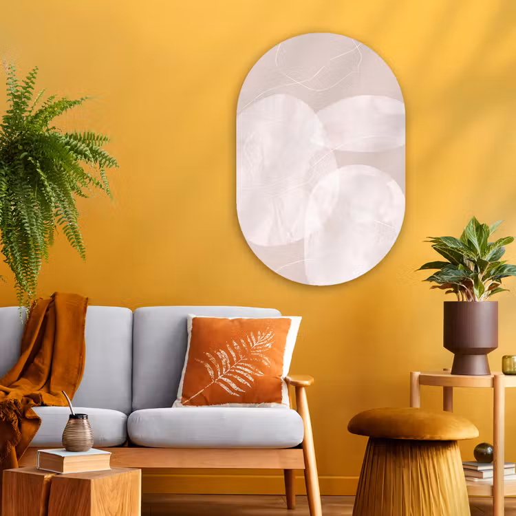 Oval - Glass - Art - Lines - Modern - Kunst - Lijnen - Modern Wandcirkel Ovaal Glas middel