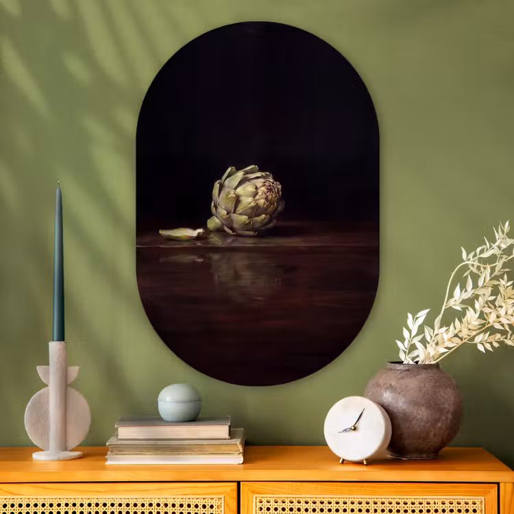 Oval - Glass - Artichoke - Food - Classic - Artichok - Eten - Klassiek Wandcirkel Ovaal Glas middel