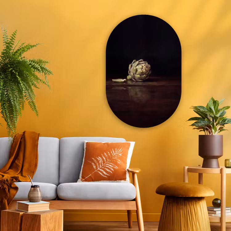 Oval - Glass - Artichoke - Food - Classic - Artichok - Eten - Klassiek Wandcirkel Ovaal Glas middel