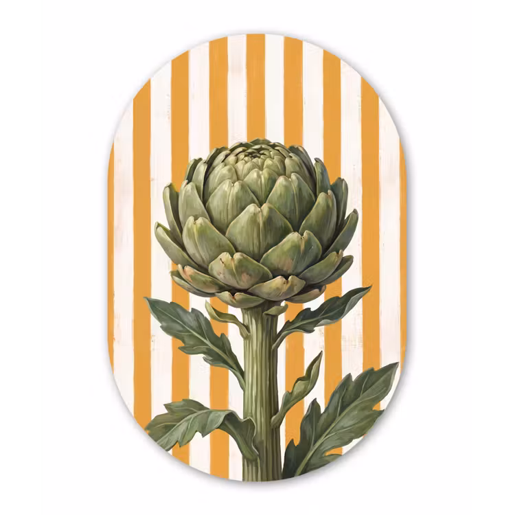 Oval - Glass - Artichoke - Modern - Vegetable - Artisjok - Modern - Groente Wandcirkel Ovaal Glas middel