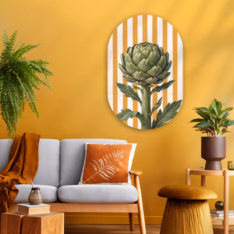 Oval - Glass - Artichoke - Modern - Vegetable - Artisjok - Modern - Groente Wandcirkel Ovaal Glas middel