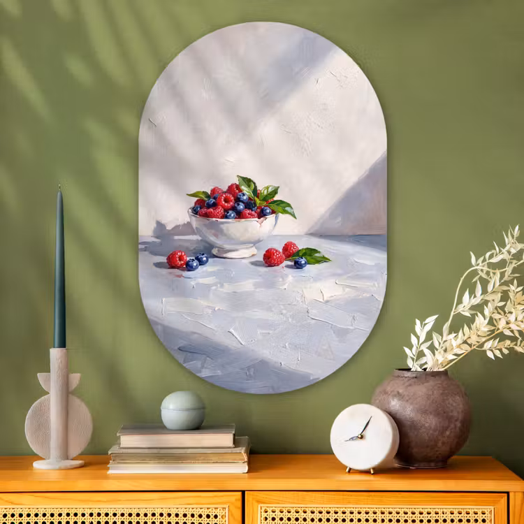 Oval - Glass - Berries - Bowl - Food - Bessen - Kom - Eten Wandcirkel Ovaal Glas middel