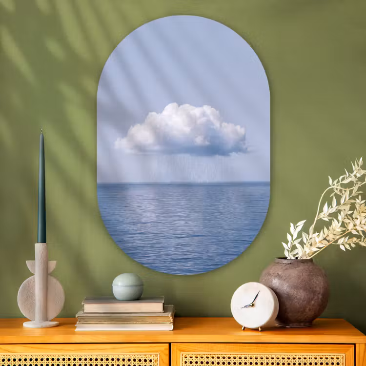 Oval - Glass - Cloud - Rain - Nature - Wolk - Regen - Natuur Wandcirkel Ovaal Glas middel