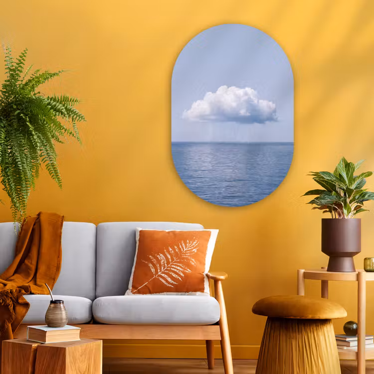 Oval - Glass - Cloud - Rain - Nature - Wolk - Regen - Natuur Wandcirkel Ovaal Glas middel