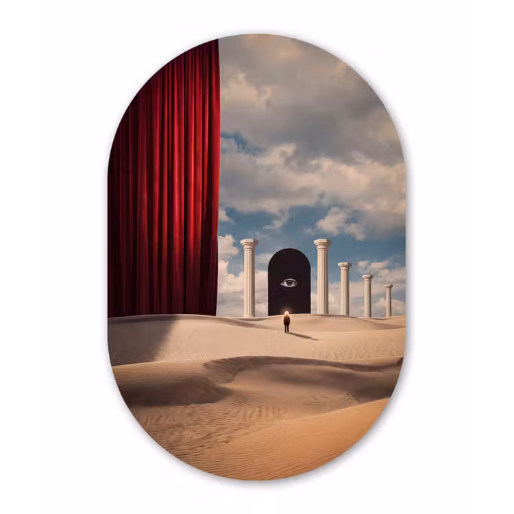 Oval - Glass - Dream - Desert - Eye - Droom - Woestijn - Oog Wandcirkel Ovaal Glas middel
