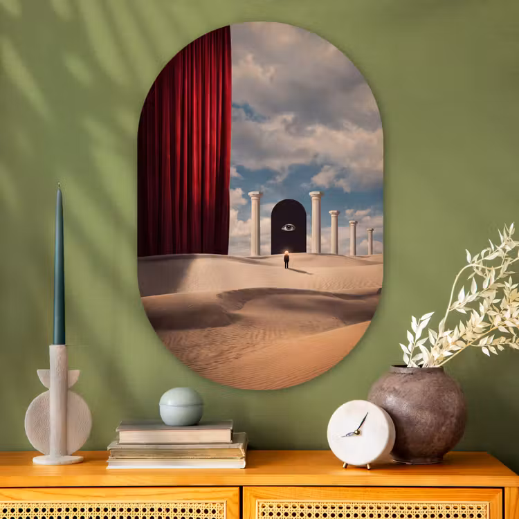 Oval - Glass - Dream - Desert - Eye - Droom - Woestijn - Oog Wandcirkel Ovaal Glas middel