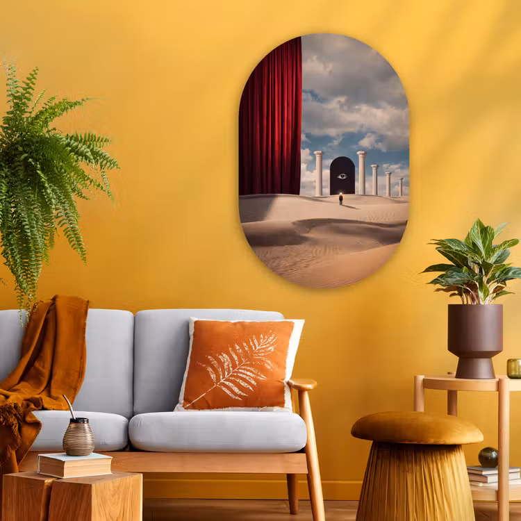 Oval - Glass - Dream - Desert - Eye - Droom - Woestijn - Oog Wandcirkel Ovaal Glas middel