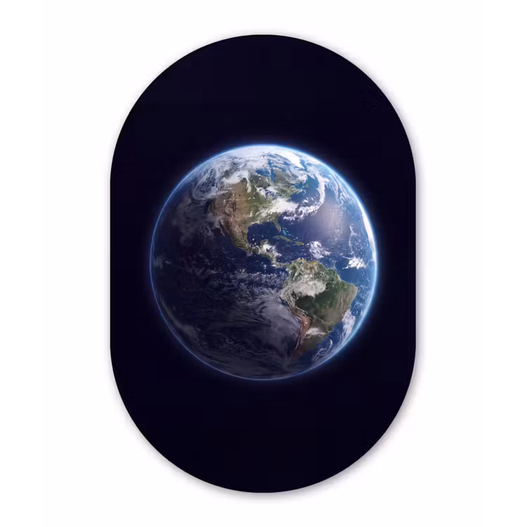 Oval - Glass - Earth - Space - Cosmos - Aarde - Ruimte - Kosmos Wandcirkel Ovaal Glas middel