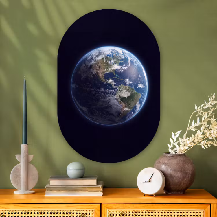 Oval - Glass - Earth - Space - Cosmos - Aarde - Ruimte - Kosmos Wandcirkel Ovaal Glas middel