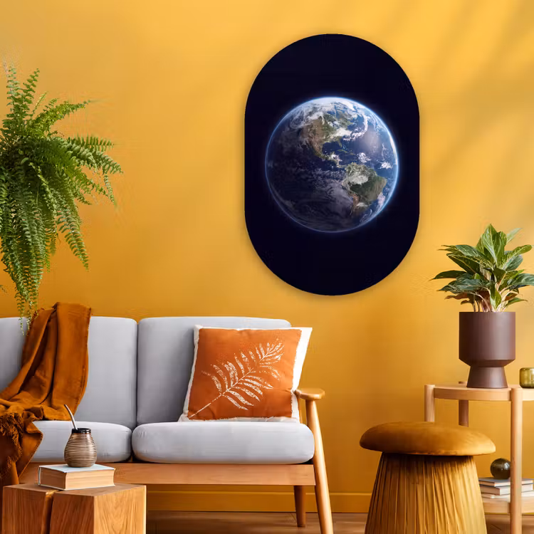 Oval - Glass - Earth - Space - Cosmos - Aarde - Ruimte - Kosmos Wandcirkel Ovaal Glas middel