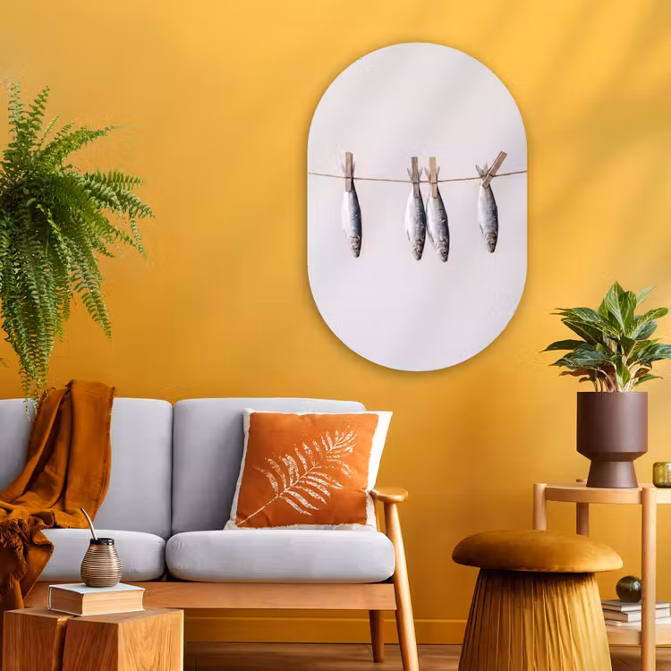 Oval - Glass - Fish - Hanging - Food - Vis - Hangend - Eten Wandcirkel Ovaal Glas middel