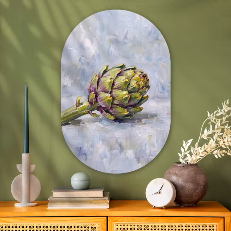 Oval - Glass - Food - Artichoke - Modern - Eten - Artisjok - Modern Wandcirkel Ovaal Glas middel