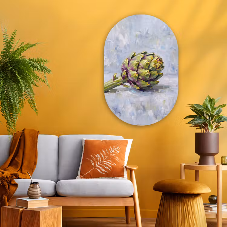 Oval - Glass - Food - Artichoke - Modern - Eten - Artisjok - Modern Wandcirkel Ovaal Glas middel
