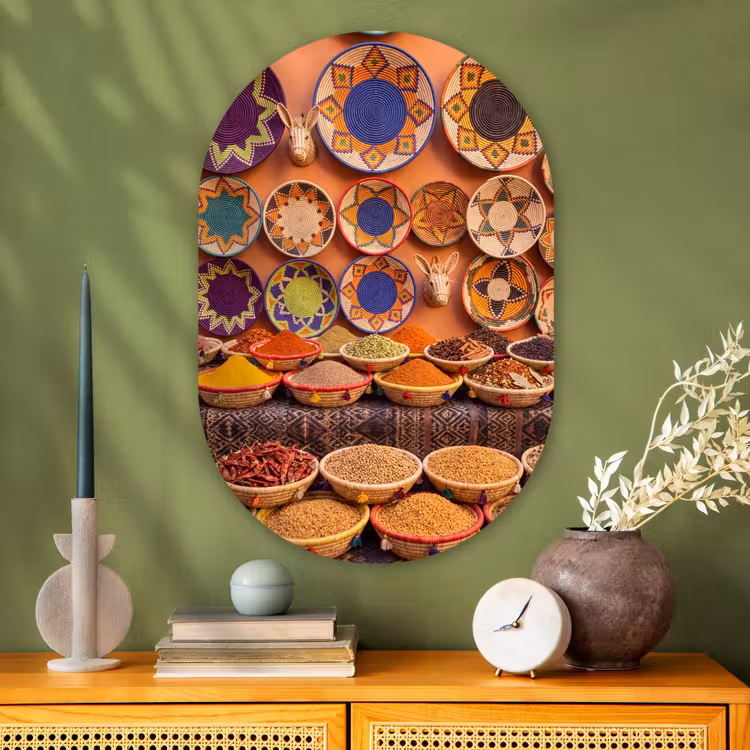 Oval - Glass - Food - Colorful - Culture - Eten - Kleurrijk - Cultuur Wandcirkel Ovaal Glas middel