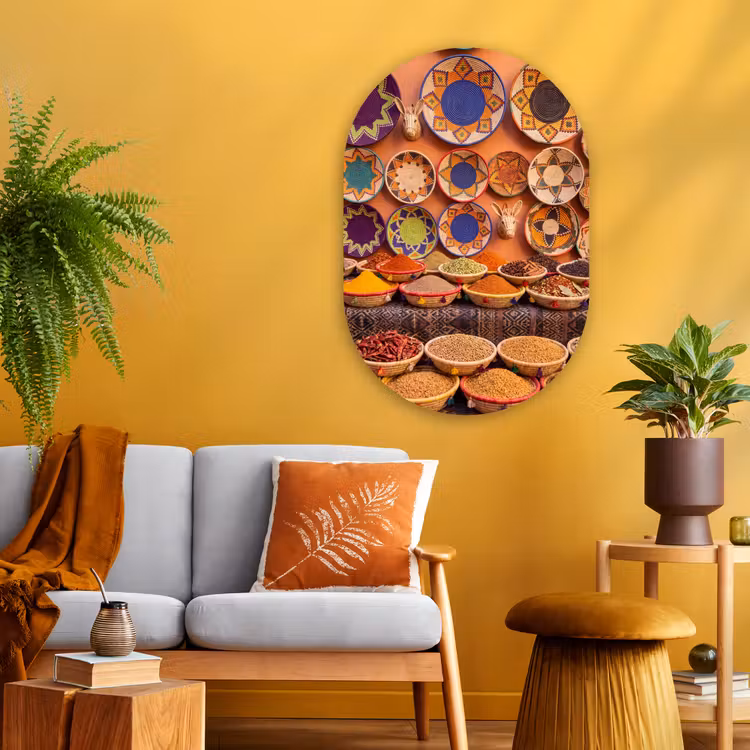 Oval - Glass - Food - Colorful - Culture - Eten - Kleurrijk - Cultuur Wandcirkel Ovaal Glas middel
