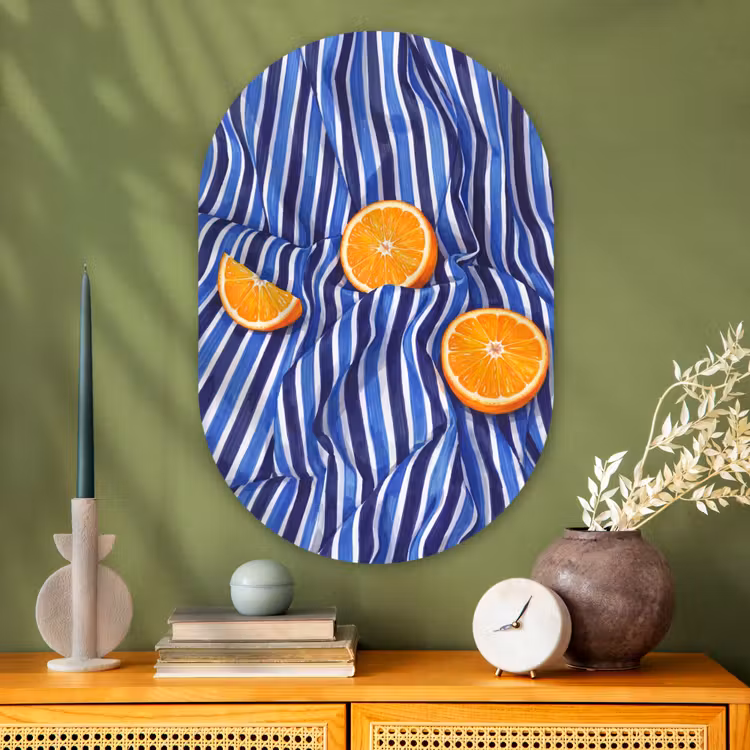 Oval - Glass - Food - Fruit - Orange - Eten - Fruit - Oranje Wandcirkel Ovaal Glas middel