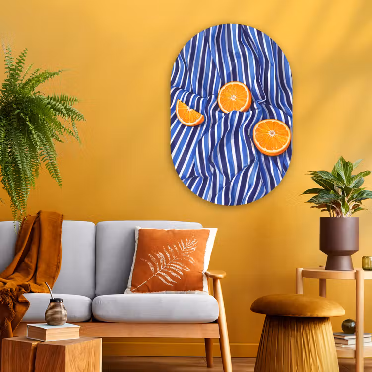 Oval - Glass - Food - Fruit - Orange - Eten - Fruit - Oranje Wandcirkel Ovaal Glas middel