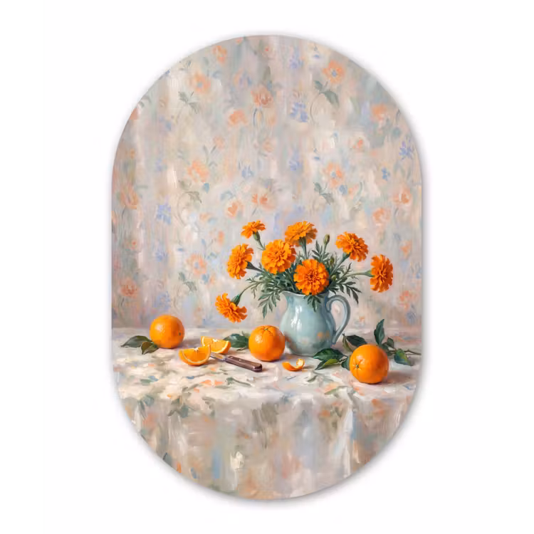 Oval - Glass - Food - Orange - Art - Eten - Oranje - Kunst Wandcirkel Ovaal Glas middel