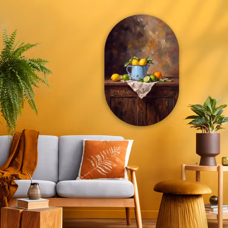 Oval - Glass - Food - Still Life - Classical - Eten - Stilleven - Klassiek Wandcirkel Ovaal Glas middel