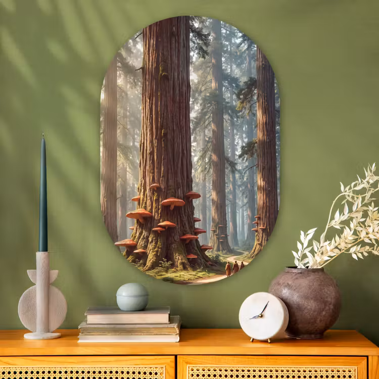 Oval - Glass - Forest - Trees - Nature - Bos - Bomen - Natuur Wandcirkel Ovaal Glas middel