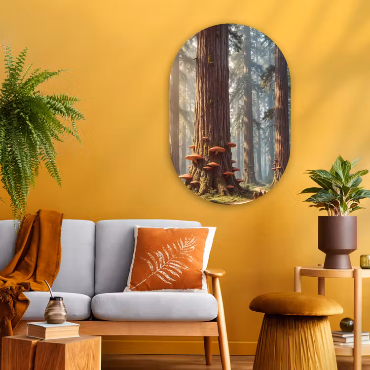 Oval - Glass - Forest - Trees - Nature - Bos - Bomen - Natuur Wandcirkel Ovaal Glas middel