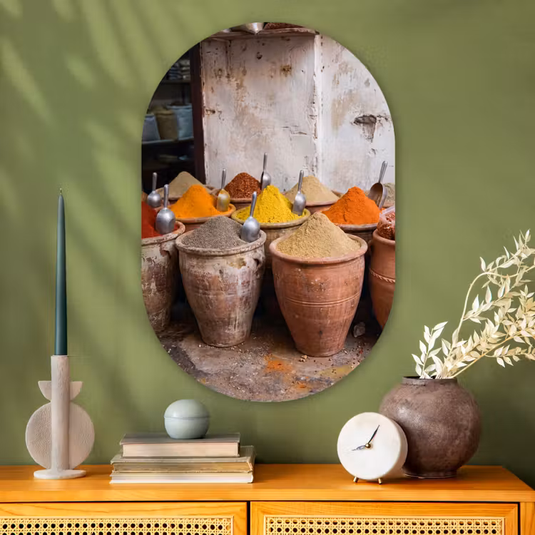 Oval - Glass - Herbs - Jars - Asian - Kruiden - Potten - Oosters Wandcirkel Ovaal Glas middel