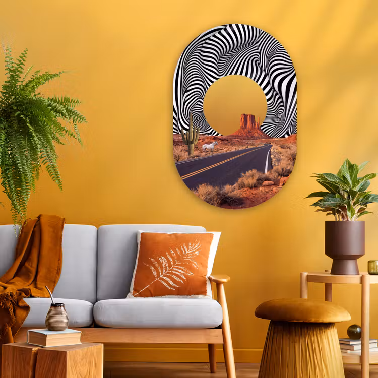 Oval - Glass - Horse - Desert - Nature - Paard - Woestijn - Natuur Wandcirkel Ovaal Glas middel