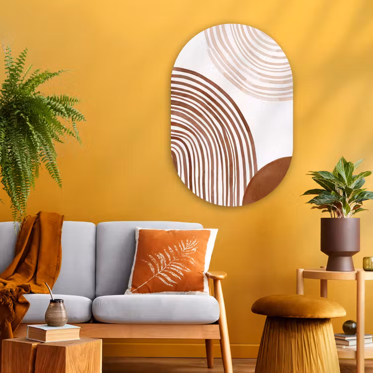 Oval - Glass - Lines - Minimalist - Art - Lijnen - Minimalistisch - Kunst Wandcirkel Ovaal Glas middel