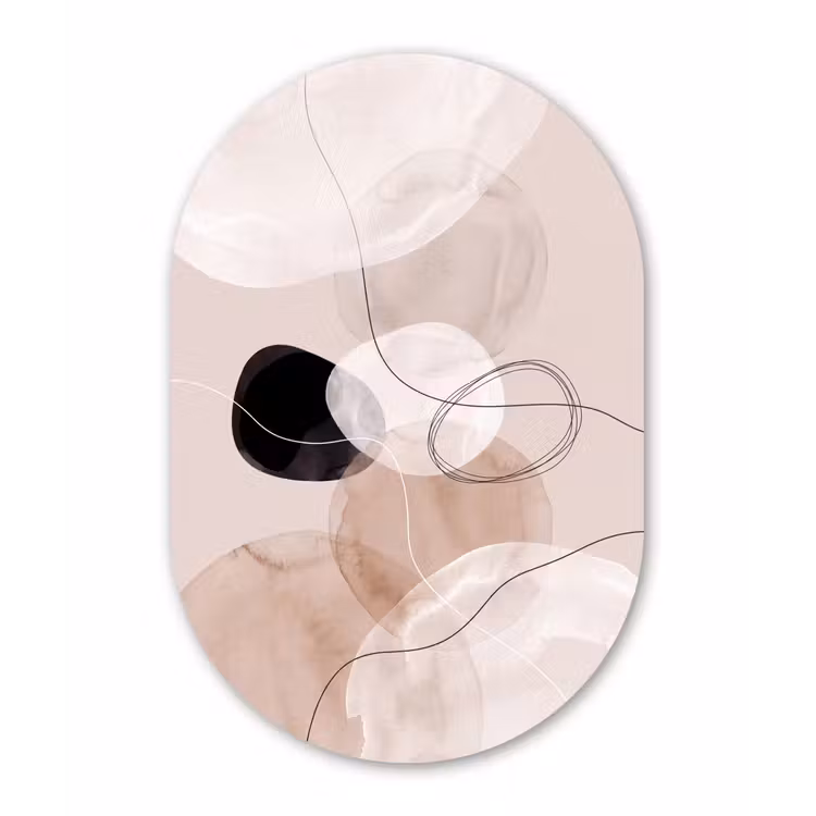 Oval - Glass - Lines - Wavy - Art - Lijnen - Golvend - Kunst Wandcirkel Ovaal Glas middel