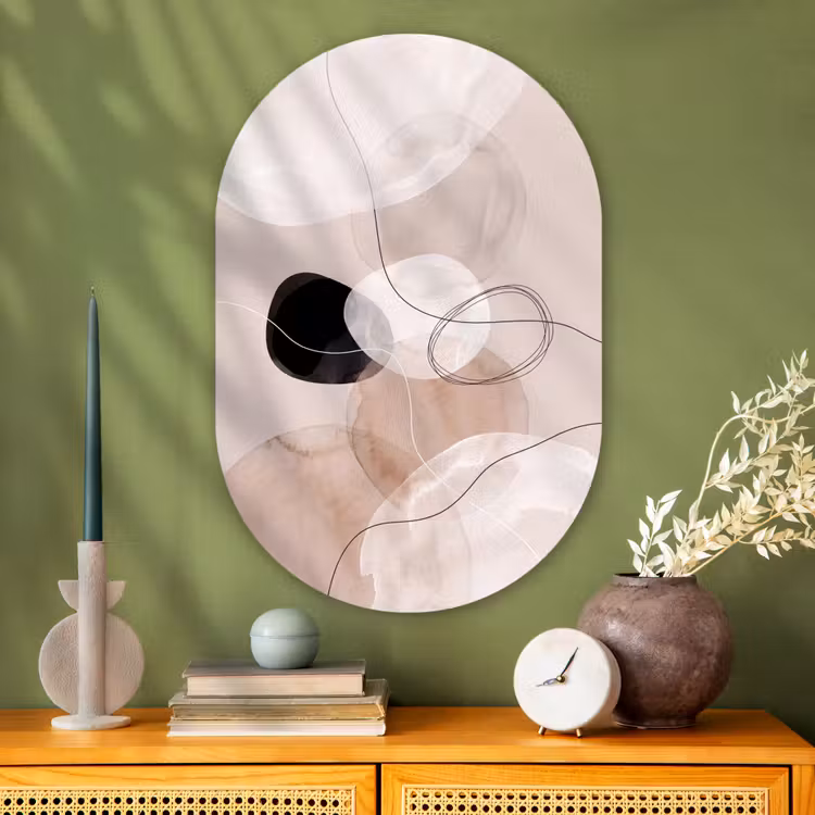 Oval - Glass - Lines - Wavy - Art - Lijnen - Golvend - Kunst Wandcirkel Ovaal Glas middel