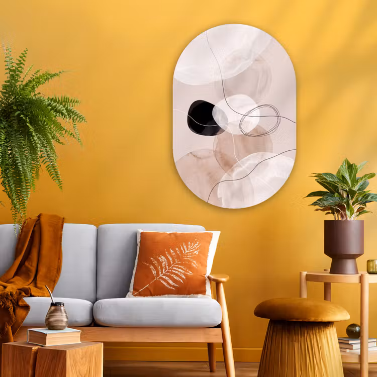 Oval - Glass - Lines - Wavy - Art - Lijnen - Golvend - Kunst Wandcirkel Ovaal Glas middel