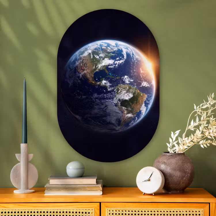 Oval - Glass - Planet - Space - Cosmos - Planeet - Ruimte - Kosmos Wandcirkel Ovaal Glas middel