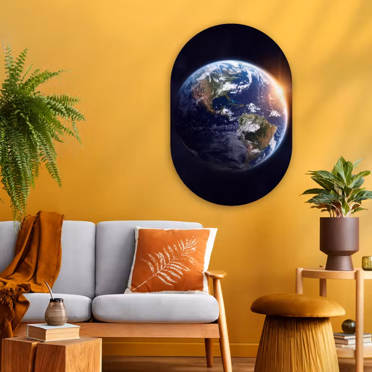 Oval - Glass - Planet - Space - Cosmos - Planeet - Ruimte - Kosmos Wandcirkel Ovaal Glas middel