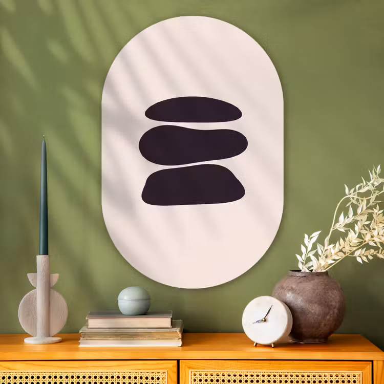 Oval - Glass - Shapes - Organic - Black - Vormen - Organisch - Zwart Wandcirkel Ovaal Glas middel